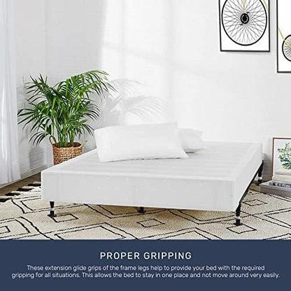 Greaton, Advanced Bed Frame with Solid Steel Rivets, Re-Rolled Rail Provides Required Strength and Durability, Canoe Clips to Secure Cross Arms, Double Riveted 5 Steel Legs Center Support, Queen