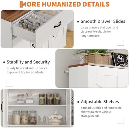 IDEALHOUSE 71"H Kitchen Pantry Cabinet, Tall Storage Cabinet, White