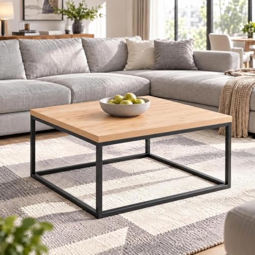 30" Square Coffee Table / Center Table, Natural Oak