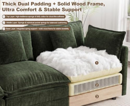35" Green Ottoman for Modular Sectional Sofa Cloud Couch