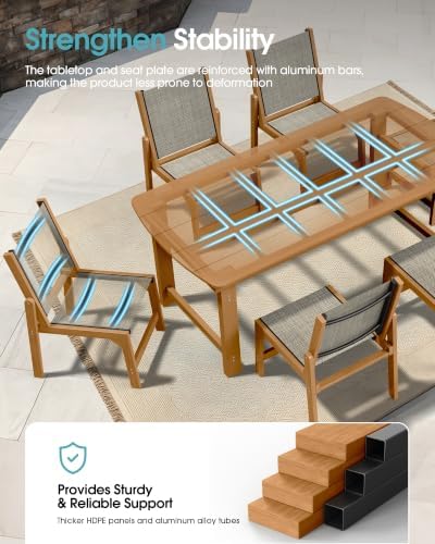 Ciokea HDPE Outdoor Dining Chair, Patio Stackable Porch Chairs, Teak