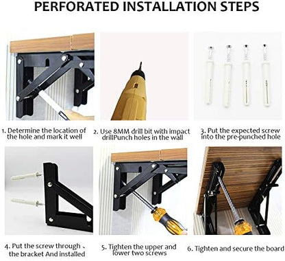 Storystore Folding Shelf Brackets, 20 Inch 2 Pcs Fold Down Table Support