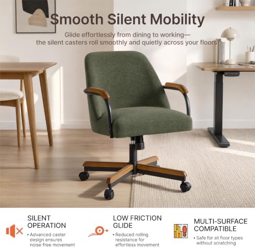 KISLOT Swivel Dining Chairs with Casters, Upholstered Kitchen Chair, 6 PCS