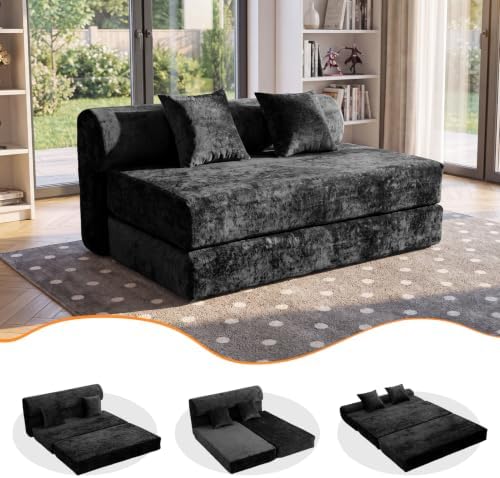 59.1" Convertible Sofa Bed, Trifold Boneless Couch for Living Room