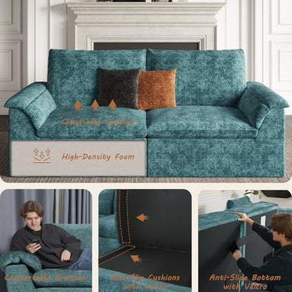 EASE MOOSE Boneless Couch for Living Room, Large Modular Sectional, Blue