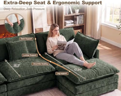 35" Green Ottoman for Modular Sectional Sofa Cloud Couch