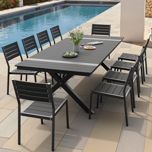 Pellebant 11-Piece Outdoor Patio Dining Table Set for 10 Person