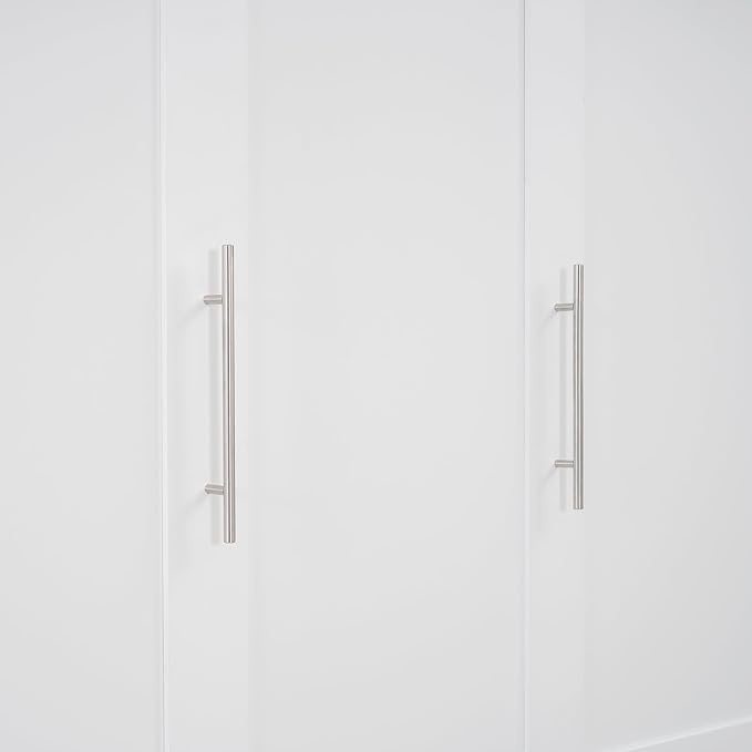 Ball & Cast Full Size Murphy Bed Wall Bed with Shelves and LED Lights,can be Folded,Hideaway Cabinet Frame W/ 2 Five-Layer Cabinets,Slat Support,No Box Spring Needed,for Apartment,Bedroom,White