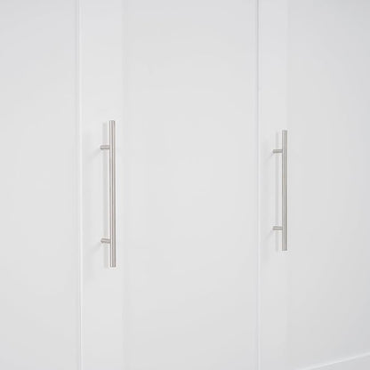 Ball & Cast Full Size Murphy Bed Wall Bed with Shelves and LED Lights,can be Folded,Hideaway Cabinet Frame W/ 2 Five-Layer Cabinets,Slat Support,No Box Spring Needed,for Apartment,Bedroom,White