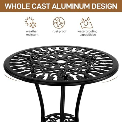 lapday Outdoor Patio Set with 1 Table & 2 Chairs,for Living Room,Dining Room,Bedroom,Study(23.6 "x 23.6"x 26"). (Black)