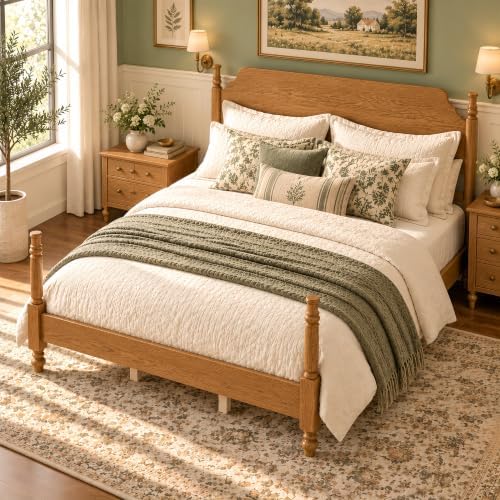 Merax Vintage Wood Spindle Post Bed with Headboard