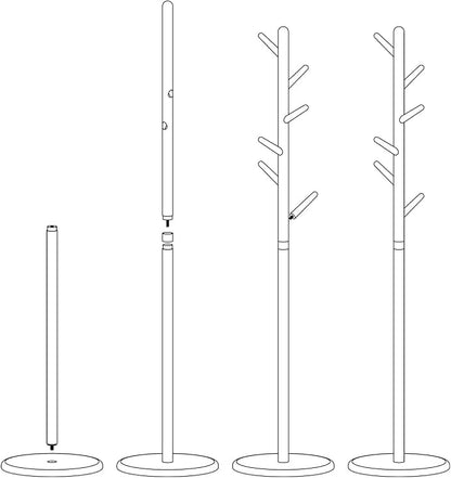 Coat Rack, Solid Wood Coat Rack Freestanding with 6 Hooks, Wooden Coat Tree Freestanding for Hats, Handbags, Coat Stand for Entryway, Bedroom, Hallway - Gift for Her (Walnut)