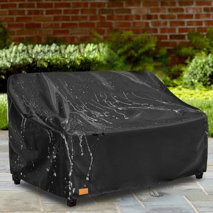 Patio 3-Seater Sofa Cover, 3 Seater Outdoor Couch Cover Waterproof Couch Covers Fits up to 79W x 37D x 35H Inches, Waterproof Heavy Duty Patio Furniture Covers, Black