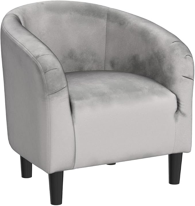 Topeakmart Velvet Accent Chair, Comfy and Modern Velvet Club Chair with Armrest and Sturdy Legs for Living Room/Bedroom Study, Set of 2, Grey