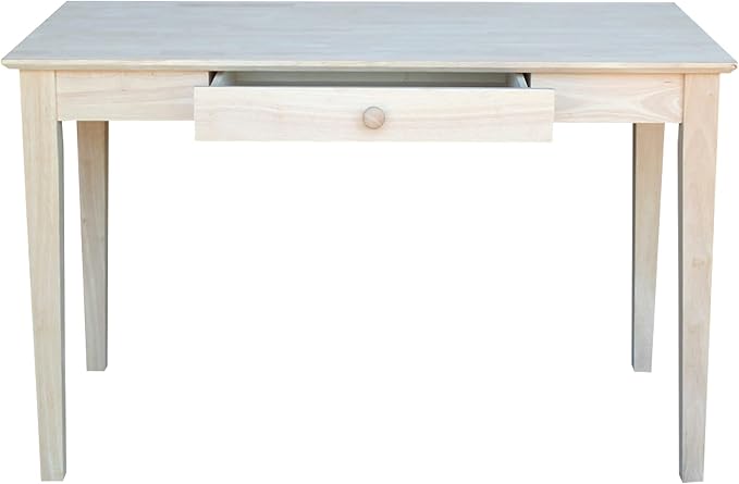 IC International Concepts, Writing Desk With Drawer, Solid Real Wood, Sturdy Parawood, Dimensions 19.41"W x 15"D x 2.36"H, Home Office/Study, Paint/Stain Ready, Unfinished