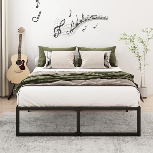 Lutown-Teen 16 Inch Full Size Bed Frame with Heavy Duty Steel Slat Support