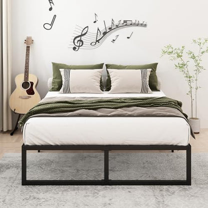 Lutown-Teen 16 Inch Full Size Bed Frame with Heavy Duty Steel Slat Support