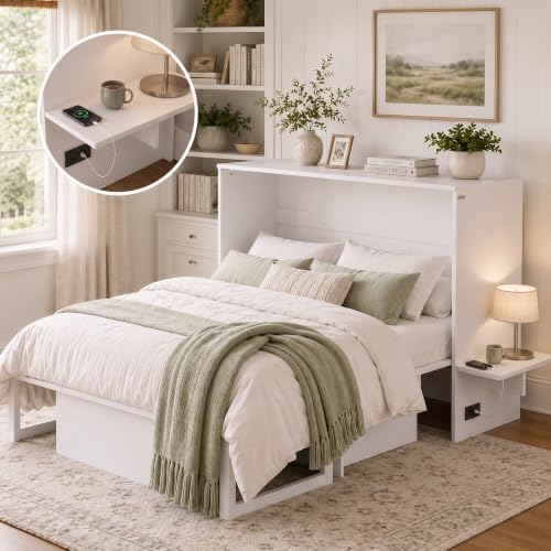 Softa Queen Murphy Bed Cabinet with 6" Tri-Fold Mattress