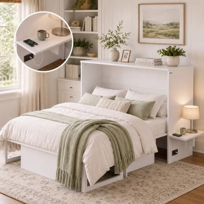 Softa Queen Murphy Bed Cabinet with 6" Tri-Fold Mattress