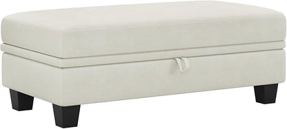 Belffin 45.9" Storage Ottoman Bench Oversized Ottoman for Footrest Upholstered Entryway Bench with Seating for Bedroom, Living Room. Beige