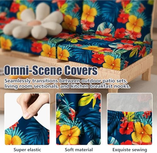 8Pcs Outdoor Cushion Covers, Stretch Patio Furniture Couch Chair Slipcovers