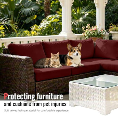 8Pcs Outdoor Cushion Covers, Stretch Patio Furniture Couch Chair Slipcovers