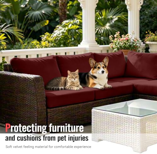 8Pcs Outdoor Cushion Covers, Stretch Patio Furniture Couch Chair Slipcovers