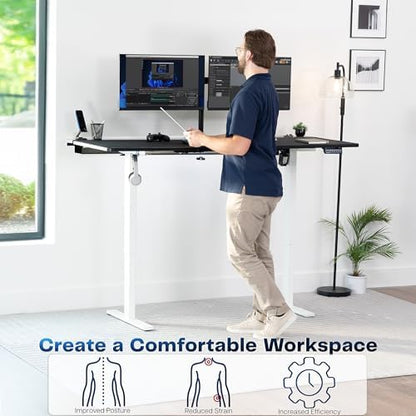 VIVO Electric Standing Desk, Smooth 3-Piece 71" x 30" Black Top