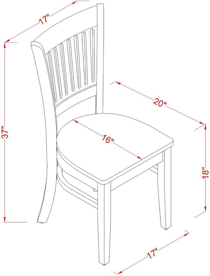East West Furniture VAC-ESP-W Vancouver Kitchen Dining Chairs - Slat Back Wood Seat Chairs, Set of 2, Espresso