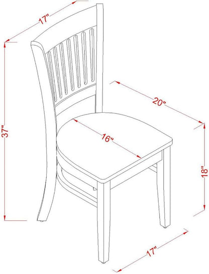 East West Furniture VAC-ESP-W Vancouver Kitchen Dining Chairs - Slat Back Wood Seat Chairs, Set of 2, Espresso