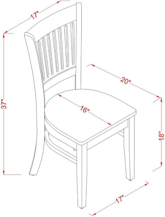 East West Furniture VAC-LWH-W Vancouver Dining Chairs - Slat Back Wood Seat Kitchen Chairs, Set of 2, Linen White