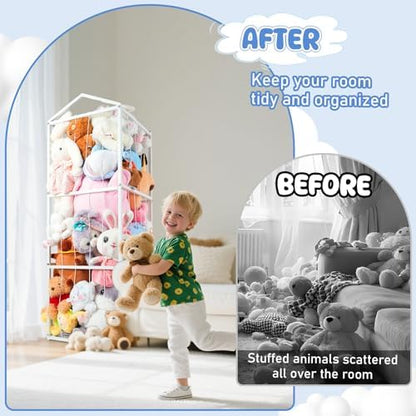 NomNest Metal Stuffed Animal Storage Zoo, Large Stuffy Storage for Kids