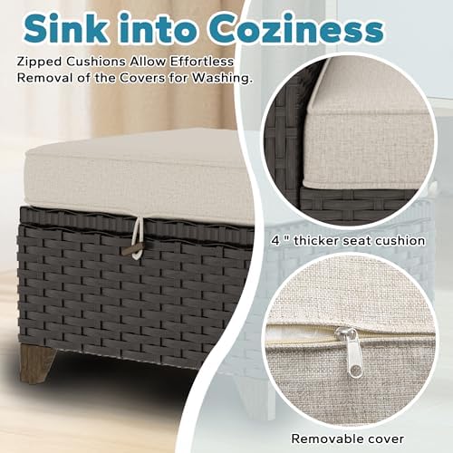 8 Piece Patio Furniture Set, Wicker Outdoor Conversation Set