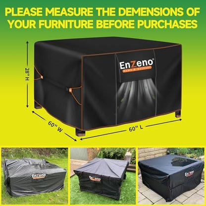 Enzeno Patio Furniture Cover Outdoor Waterproof 60" L x 60" W x 28" H