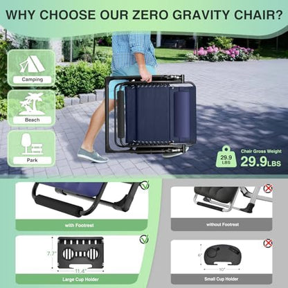 Suteck Oversized Zero Gravity Chair, 500LBS 29In XL Outdoor Recliner Chairs