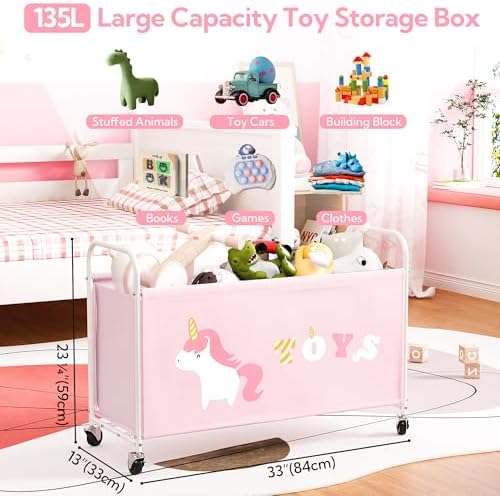 GRANNY SAYS 135L Large Toy Box for Girls, Toy Chest Storage with Wheels