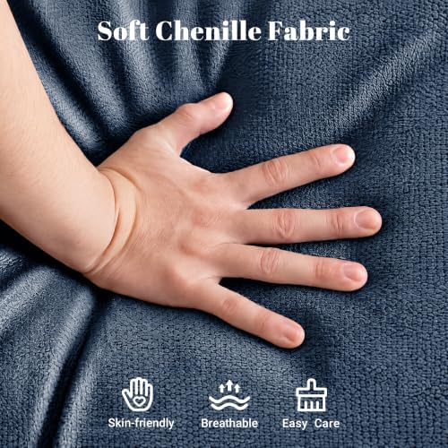 Kingfun Chenille Armchair Sofa with Rolled Arms,Blue