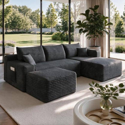 U Shaped Boneless Sectional Sofa Right Facing Cloud Couches