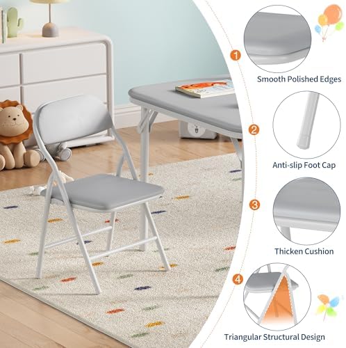 GarveeHome 5-Piece Kids Folding Table and Chairs Set, Activity Table Set
