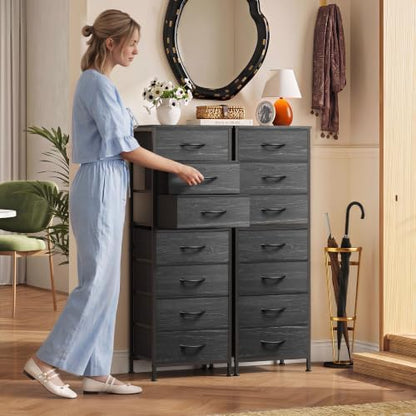 WLIVE Tall Fabric Dresser for Bedroom, 7 Drawers Storage Cabinet, Grey