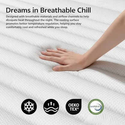 PurrJoys Firm Queen Mattress, 12 Inch Cooling-Gel Memory Foam and Pocket Spring Hybrid Mattress, Queen Bed Mattress in a Box, CertiPUR-US Certified, Firm, Queen Size Mattress