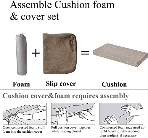 Piano Bench Cushion 36x14 Inch for Indoor with Non Slip Bottom,Light Brown
