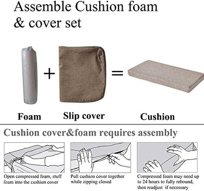 Piano Bench Cushion 36x14 Inch for Indoor with Non Slip Bottom,Light Brown