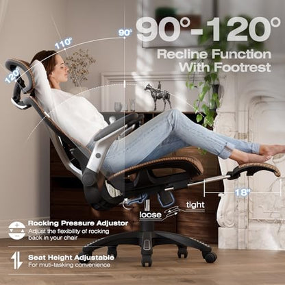 ELABEST X100 Ergonomic Mesh Office Chair with Footrest, Big and Tall Home Desk Chair with 5D Flip-Up Arms