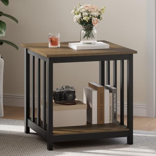 Large End Tables Living Room Set of 2 with Storage Shelf