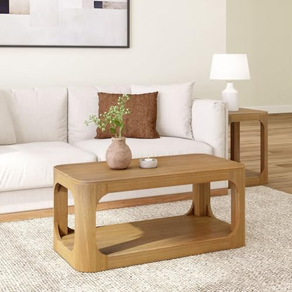 Plank+Beam Forma Coffee Table, 40 Inch, Rectangular, Pecan