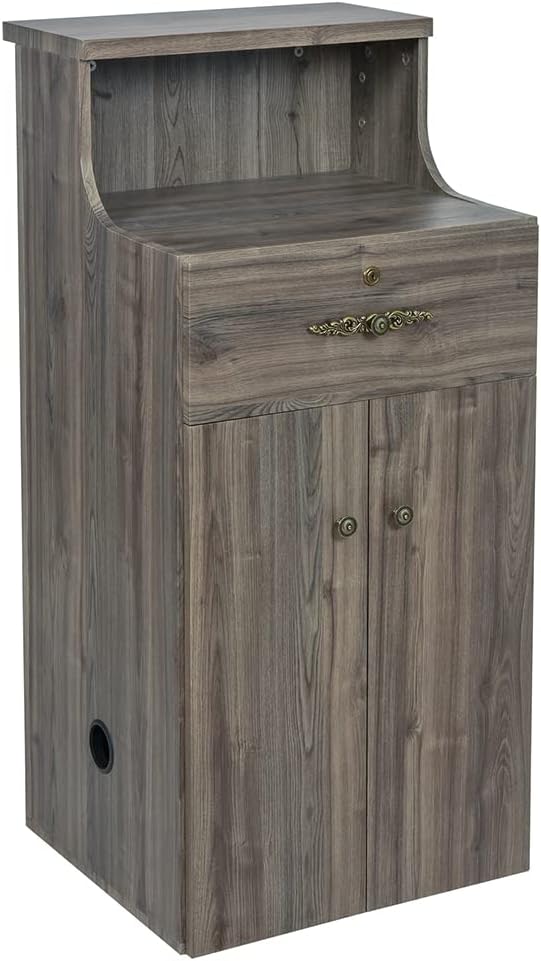 Dir Reception Desk, Receptionist Area Counter for Lobby, Salon, Office Spas with Lights Valencia, Rustic