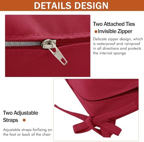 Outdoor Chair Cushions Set of 4, 19 x 19 x 3 Inch Seat Pads