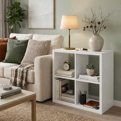 4 Cube Storage Organizer Shelf, White, 11inch