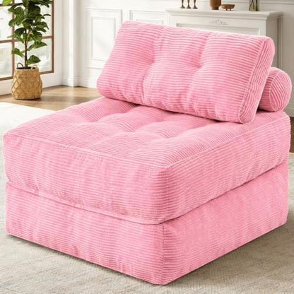 Folding Sofa Bed,Convertible Sleeper Chair Bed w/2-Pillow & Handle